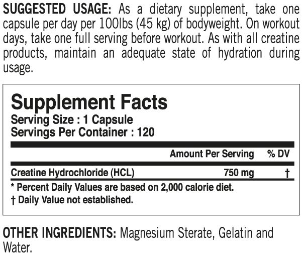 Tested Creatine Con-Centrated hcl