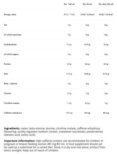 Pre-Workout Extreme Shot - 12x80ml