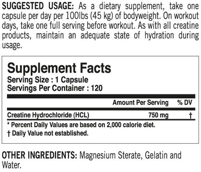 Tested Creatine Con-Centrated hcl