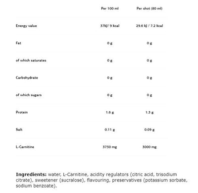 VPLabs L-Carnitine Shots - 12x80ml